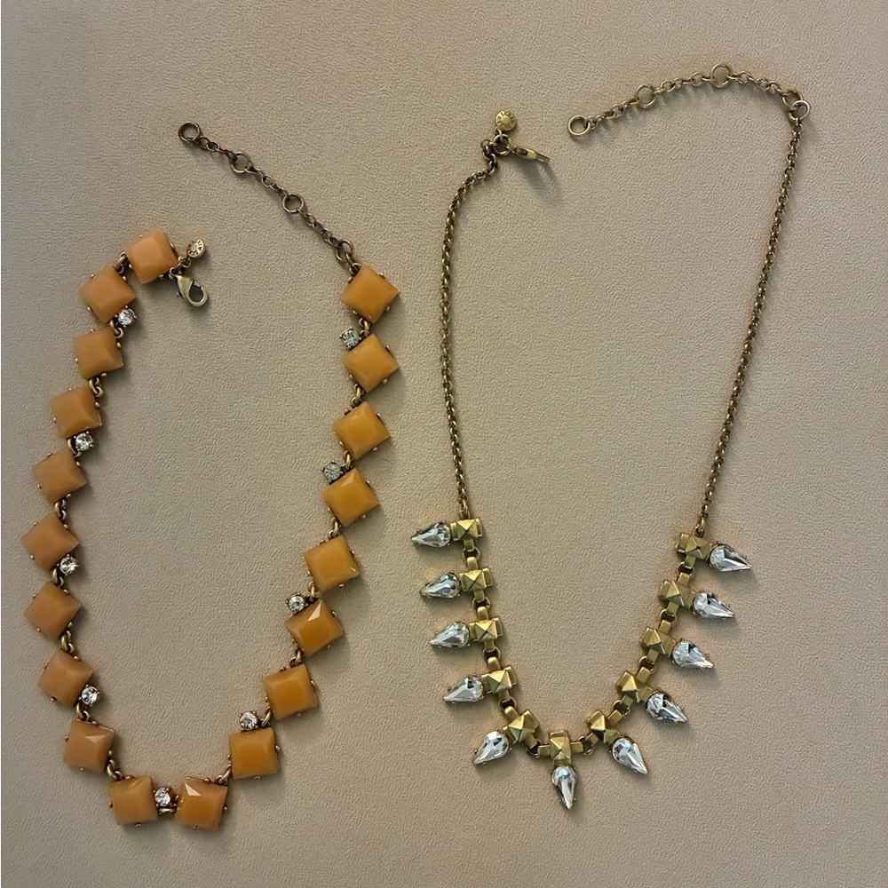 Gold color with hanging crystals J Crew Necklace only